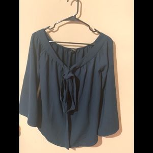 Off the shoulder dark blue top